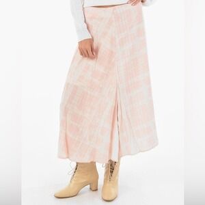 Holzweiler Ivy‎ Pink & White Pleated Midi Skirt Sz Small Flowy, Boho Cottagecore